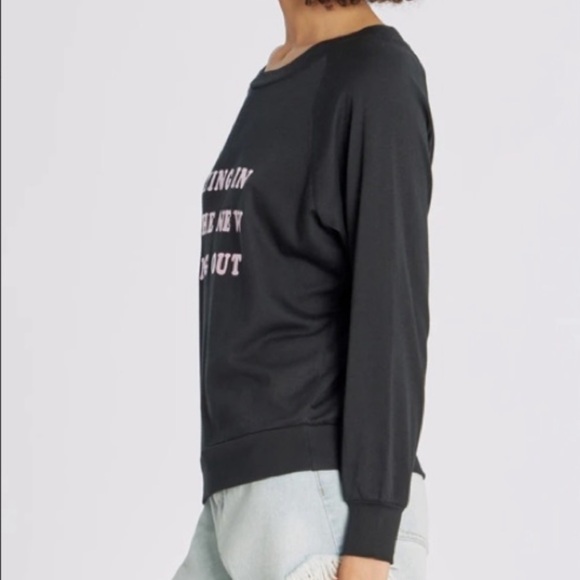 RARE Wildfox Staying In Fiona Crew Neck Sweatshirt Black Size M - Picture 3 of 9